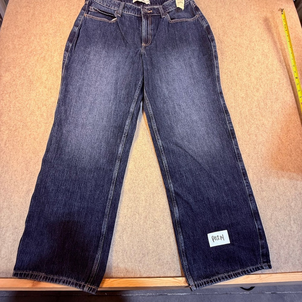 Hollister Curvy Mid-Rise Baggy Jeans Dark Wash Denim Size 12R W31 Regular NWT